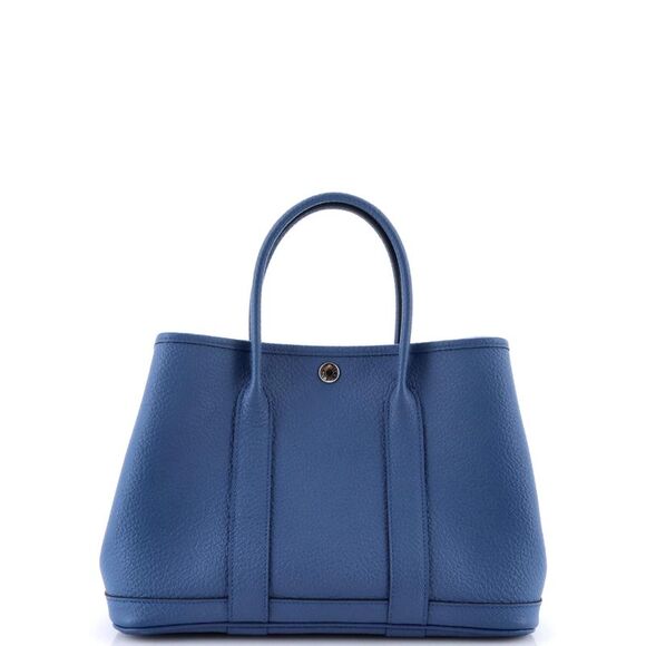 Hermes Garden Party Tote Leather 30 Blue - Picture 4 of 9